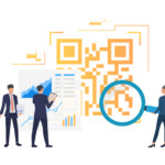 QR code tracking app related elements' illustration.