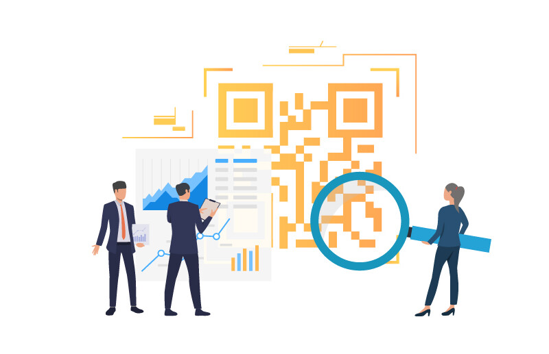 QR code tracking app related elements' illustration.