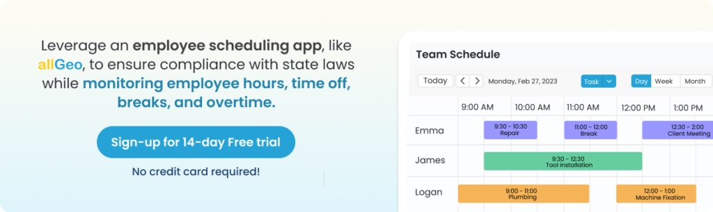 allGeo employee scheduling app for Texas labor law compliance